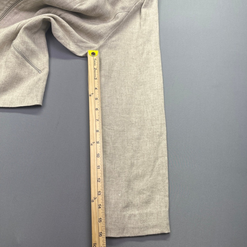 CLIO Linen Blend Jacket Zip Front Career Office Neutral Tencel Large Cottagecore - Picture 6 of 9